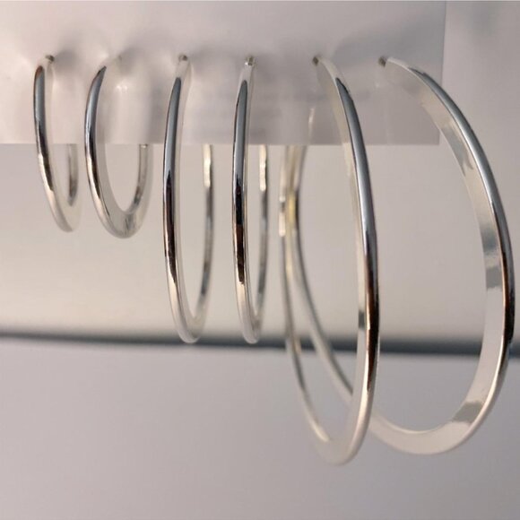 Nine West Silver Hoop Earring 3 Pairs RETAIL $18 - Picture 3 of 5